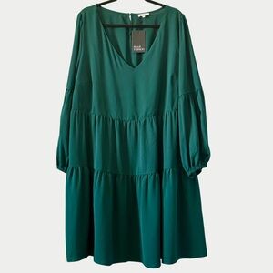 Dark Green Tiered Babydoll Dress Women’s Dress, NWT